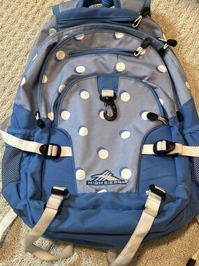 High Sierra Blue and White Polka Dot Backpack